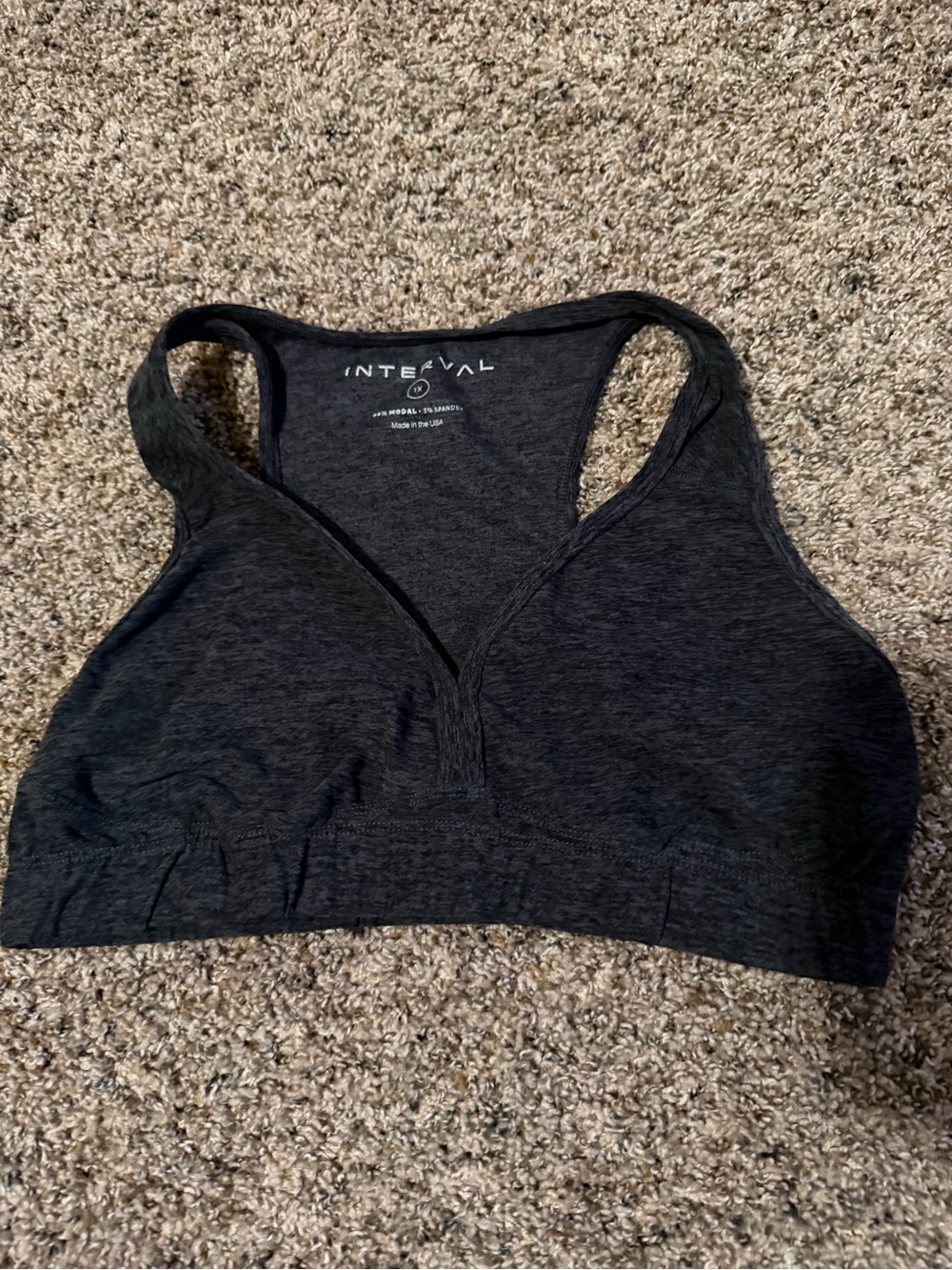 Interval FlowHeather Sculpt Enhearten Bra 1X Black Racerback V-Neck